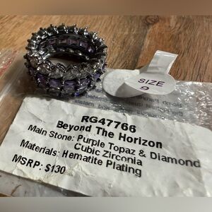 Bomb Party Ring RG47766 Beyond The Horizon Purple Topaz Hematite size 9 NWT